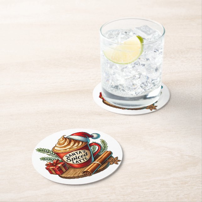 Warm Coffee Vibes Sublimation Design Round Paper Coaster (Insitu)