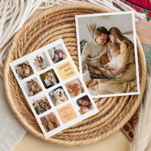 Warm Collage Family Photo Happy New Year Card