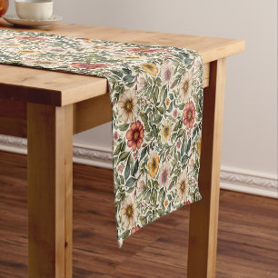 Warm Color Roses Botanical Short Table Runner