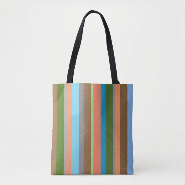 Warm color tones striped Tote Bag (Front)