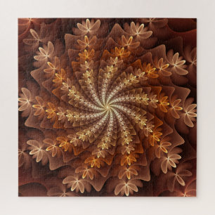 Warm Colors, Modern Abstract Fractal Art Pattern Jigsaw Puzzle