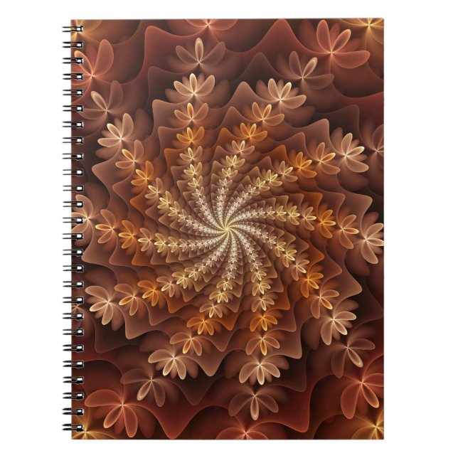 Warm Colors, Modern Abstract Fractal Art Pattern Notebook (Front)