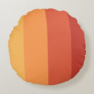 Warm colors - retro shades stripes round pillow