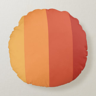 Warm colors - retro shades stripes  round pillow
