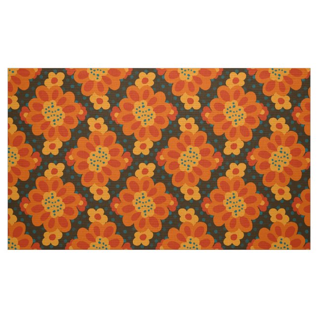 Warm colour retro vintage seamless fabric (Fat Quarter)