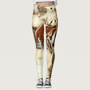 warm coloured swimming tiger leggings