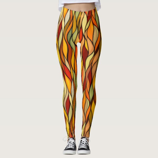 Warm Colours Abstract Fall Leggings (Front)