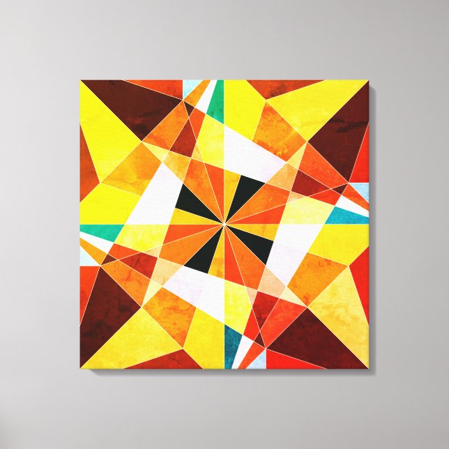 Warm Colours Cool Angular Geometric Shapes Canvas Print (Front)