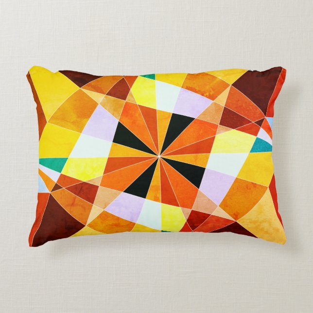 Warm Colours Cool Angular Geometric Shapes Decorative Pillow (Front)