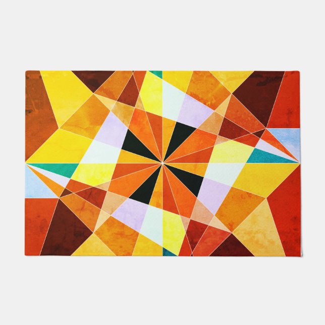 Warm Colours Cool Angular Geometric Shapes Doormat (Front)