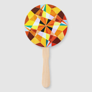 Warm Colours Cool Angular Geometric Shapes Hand Fan