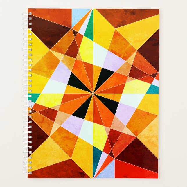 Warm Colours Cool Angular Geometric Shapes Planner (Front)