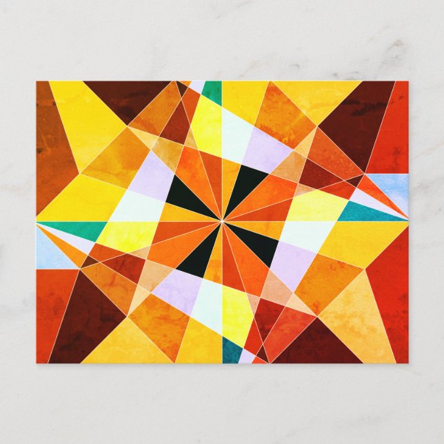 Warm Colours Cool Angular Geometric Shapes Postcard (Front)