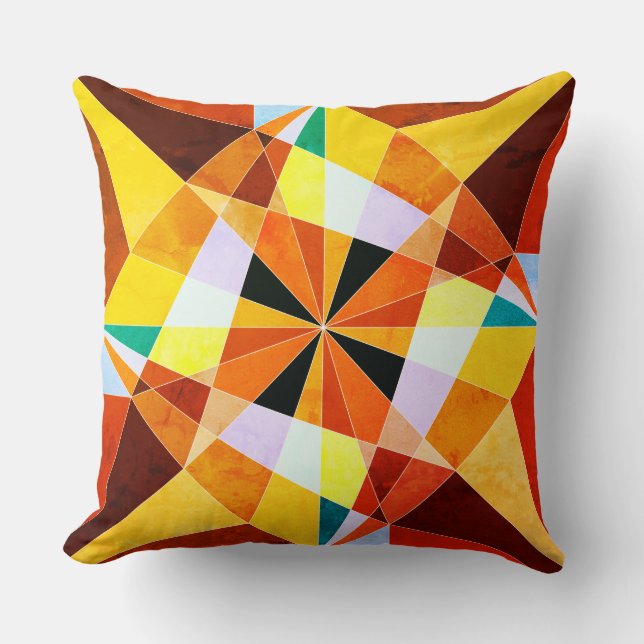 Warm Colours Cool Angular Geometric Shapes Throw Pillow (Front)
