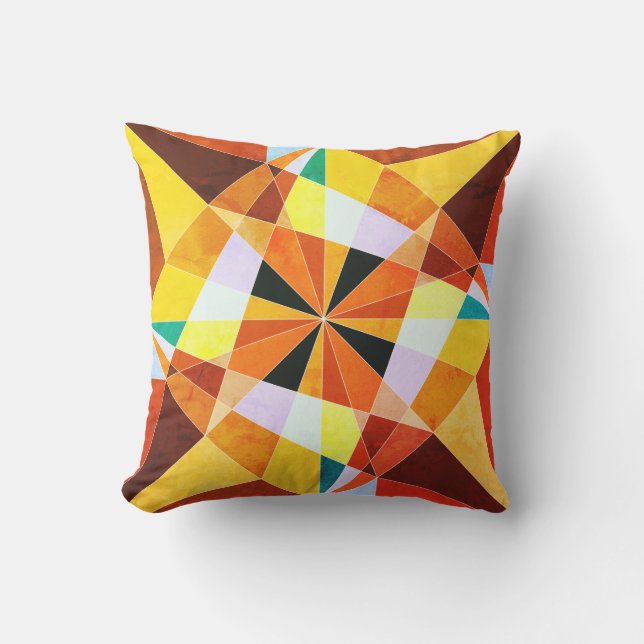 Warm Colours Cool Angular Geometric Shapes Throw Pillow (Front)