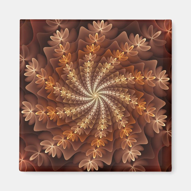 Warm Colours, Modern Abstract Fractal Art Pattern Magnet (Front)