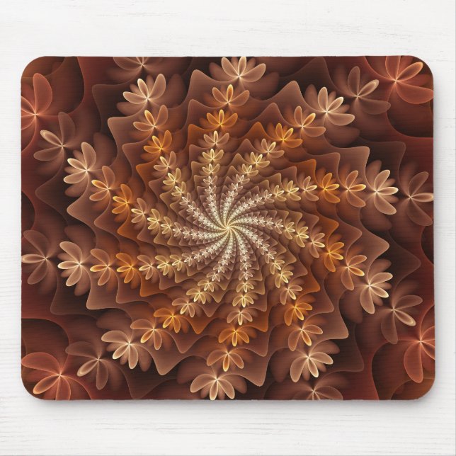 Warm Colours, Modern Abstract Fractal Art Pattern Mouse Pad (Front)