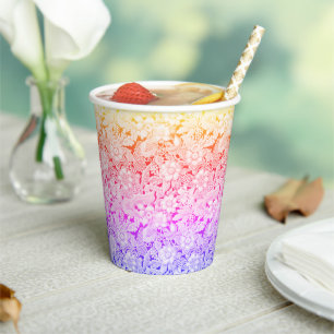Warm Colours of The Rainbow Vintage Wedding Lace Paper Cups