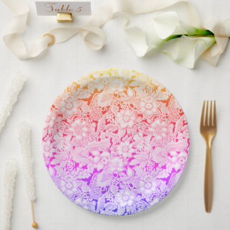 Warm Colours of The Rainbow Vintage Wedding Lace Paper Plate