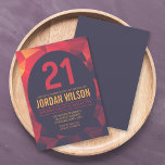 Warm Colours Polygon Modern 21st Birthday Invitation<br><div class="desc">Modern 21st birthday invitation featuring a polygon pattern all in warm colours of orange, red and dark purple. Card includes a coordinating colour back side. Personalize it by replacing the placeholder text to add your information. For more options click the "Customize it" button. *Please note that the Zazzle Watermark that...</div>