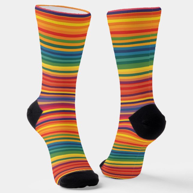 Warm Colours Stripe Pattern Socks (Angled)