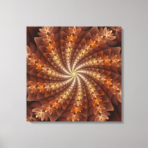 Warm Colours, Trippy Modern Fractal Art Pattern Canvas Print