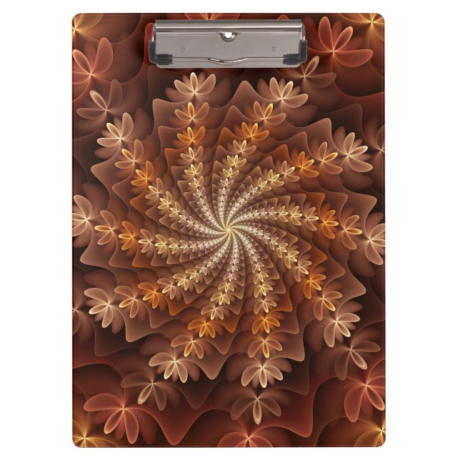 Warm Colours, Trippy Modern Fractal Art Pattern Clipboard (Front)