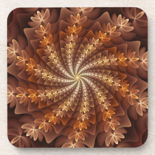 Warm Colours, Trippy Modern Fractal Art Pattern Coaster