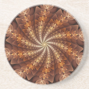 Warm Colours, Trippy Modern Fractal Art Pattern Coaster