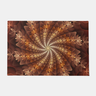Warm Colours, Trippy Modern Fractal Art Pattern Doormat