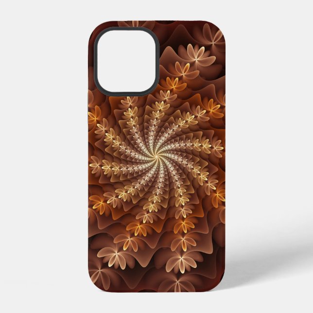 Warm Colours, Trippy Modern Fractal Art Pattern iPhone Case (Back)