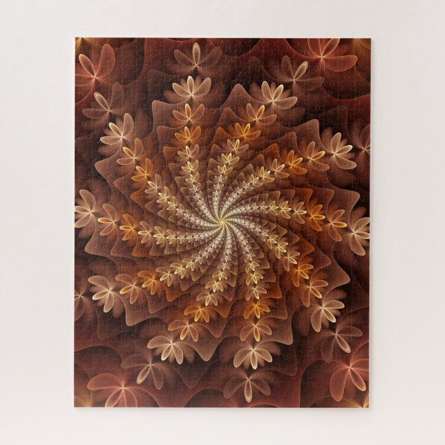 Warm Colours, Trippy Modern Fractal Art Pattern Jigsaw Puzzle (Vertical)