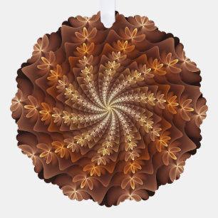 Warm Colours, Trippy Modern Fractal Art Pattern Ornament Card