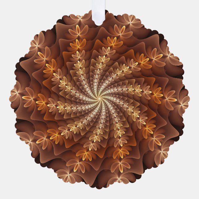Warm Colours, Trippy Modern Fractal Art Pattern Ornament Card (Front)