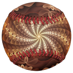 Warm Colours, Trippy Modern Fractal Art Pattern Softball