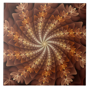 Warm Colours, Trippy Modern Fractal Art Pattern Tile