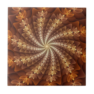 Warm Colours, Trippy Modern Fractal Art Pattern Tile