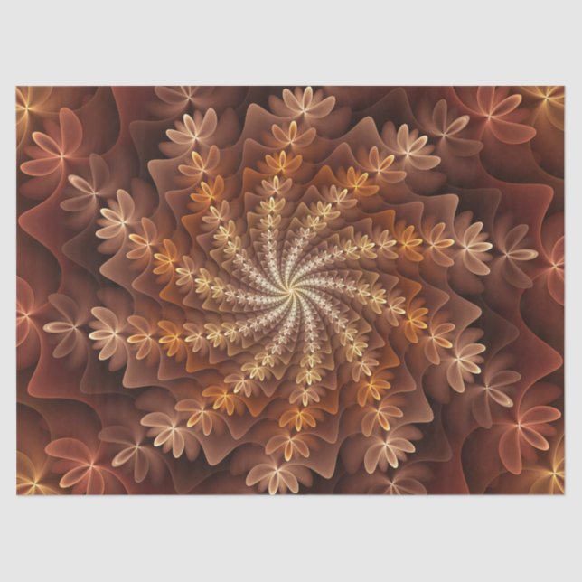 Warm Colours, Trippy Modern Fractal Art Pattern Tissue Paper (Front)