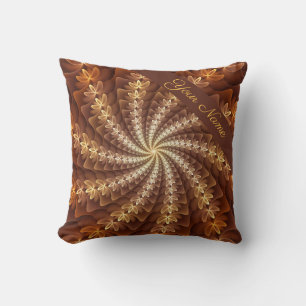Warm Colours, Trippy Modern Fractal Pattern Name Throw Pillow