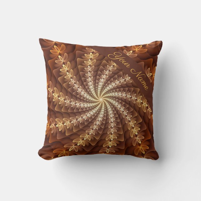 Warm Colours, Trippy Modern Fractal Pattern Name Throw Pillow (Front)