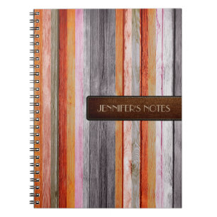 Warm Colours Wood Elegant Leather Look #10 Notebook
