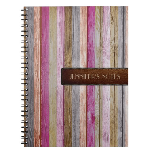 Warm Colours Wood Elegant Leather Look #21 Notebook (Front)