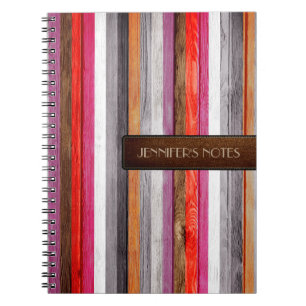Warm Colours Wood Elegant Leather Look #7 Notebook