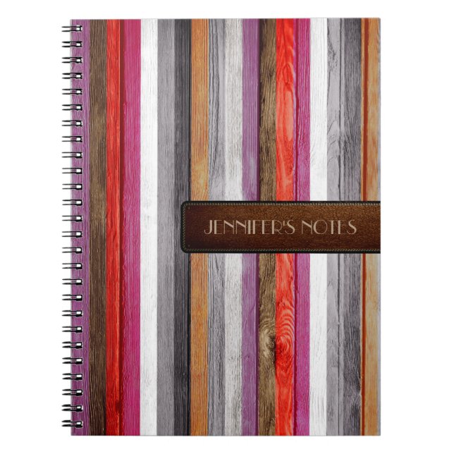 Warm Colours Wood Elegant Leather Look #7 Notebook (Front)