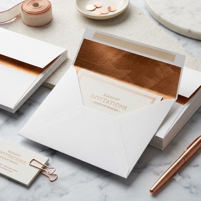 Warm Copper Metallic Romantic Wedding Envelope (Creator Uploaded)