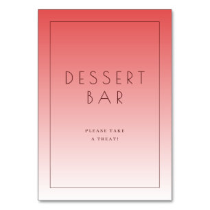 Warm Coral Minimalist Dessert Bar Sign Table Number
