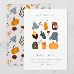 Warm Cozy Autumn Essential Any Age Birthday Invite