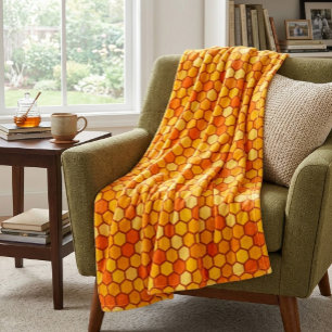 Warm & Cozy Bee-Inspired  Honeycomb Fleece Blanket