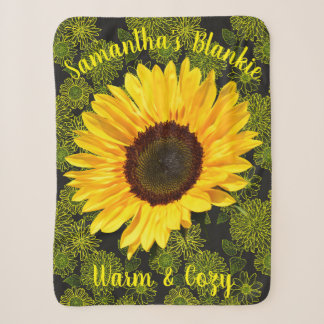 Warm & Cozy Bright Yellow Sunflower Personalized Sherpa Blanket