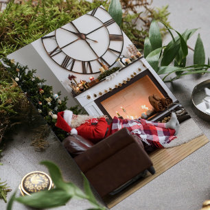Warm Cozy Fireplace Santa Merry Christmas Card